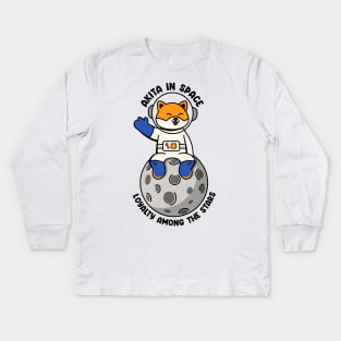 Akita in space loyalty among the stars Kids Long Sleeve T-Shirt